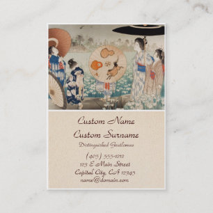 Vintage ukiyo-e japanese ladies with umbrella art business card