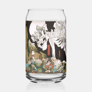 Vintage Ukiyo-e Kuniyoshi Skeleton Spectre Art Can Glass