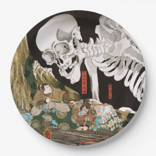 Vintage Ukiyo-e Kuniyoshi Skeleton Spectre Art Paper Plate