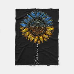Vintage Ukraine Flag And Sunflower Design Support Fleece Blanket