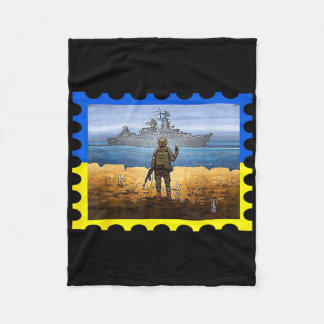 Vintage Ukraine Postage Stamp Flag Pride 6 Fleece Blanket