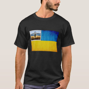 Vintage Ukraine Postage Stamp Flag Pride Design Re T-Shirt