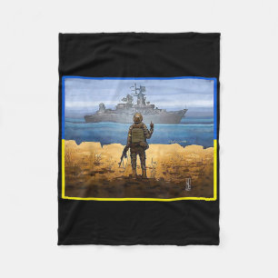 Vintage Ukraine Postage Stamp Flag Pride Fleece Blanket