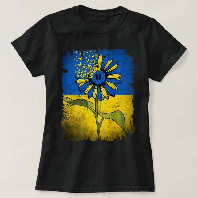 Vintage Ukraine Sunflower Butterfly Ukraine Ukrain T-Shirt (Design Front)