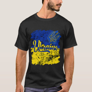 Vintage Ukraine Ukrainian Flag I Stand With Ukrain T-Shirt
