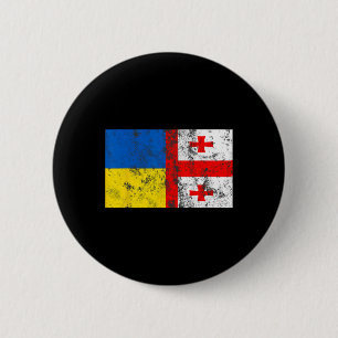 Vintage Ukraine Ukrainian Georgia Flag Friendship 6 Cm Round Badge