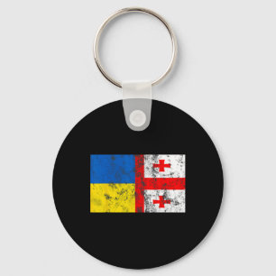 Vintage Ukraine Ukrainian Georgia Flag Friendship Key Ring