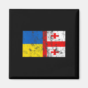 Vintage Ukraine Ukrainian Georgia Flag Friendship Magnet