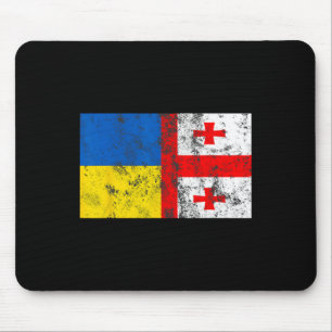 Vintage Ukraine Ukrainian Georgia Flag Friendship Mouse Pad