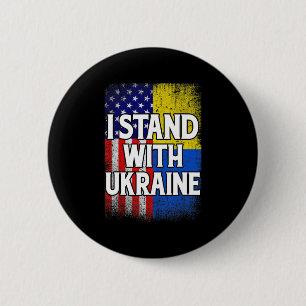 Vintage Ukrainian American Flag Ukraine Patriotic 6 Cm Round Badge