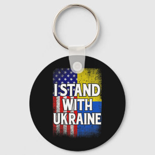 Vintage Ukrainian American Flag Ukraine Patriotic Key Ring