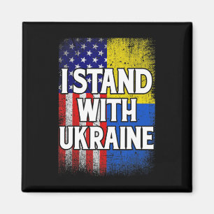 Vintage Ukrainian American Flag Ukraine Patriotic  Magnet