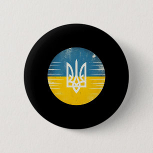 Vintage Ukrainian Bynner Fan Ukraine Flag Retro Ar 6 Cm Round Badge