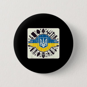 Vintage Ukrainian Bynner Fan Ukraine Flag Retro Ar 6 Cm Round Badge