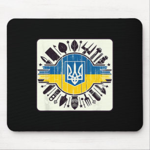 Vintage Ukrainian Bynner Fan Ukraine Flag Retro Ar Mouse Pad