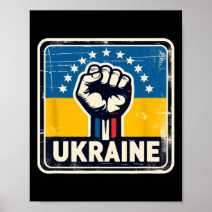 Vintage Ukrainian Bynner Fan Ukraine Flag Retro Ar Poster