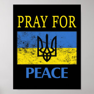 Vintage Ukrainian Flag Pray For Peace Pray For Ukr Poster