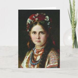 Vintage Ukrainian Girl Holiday Card