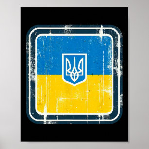 Vintage Ukrainian Nner Fan Ukraine Flag Retro Art  Poster