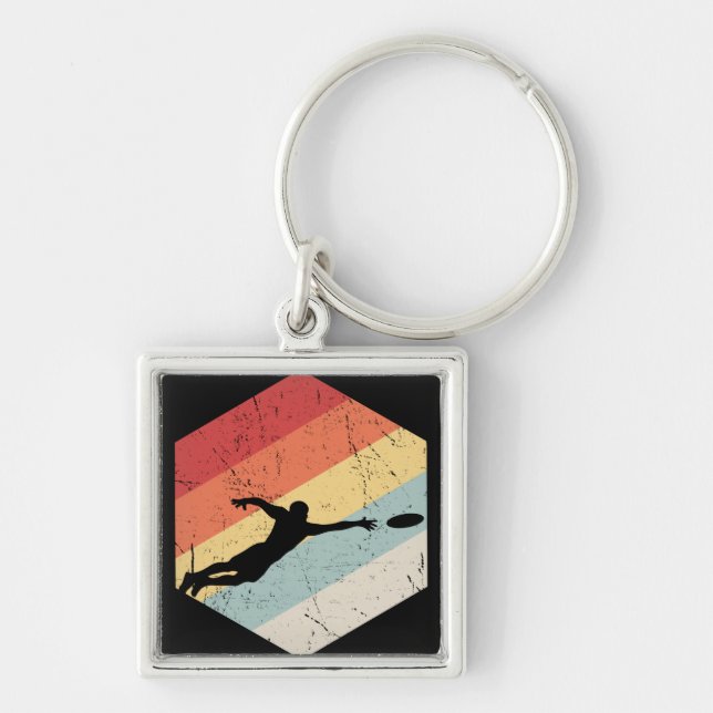 Vintage Ultimate Frisbee Sport Retro Key Ring (Front)
