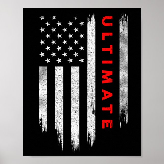 Vintage Ultimate Frisbee Sport Us Flag Poster (Front)