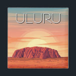 Vintage Uluru Australia Sunset Magnet<br><div class="desc">Uluru, also known as Ayers Rock, is one of Australia’s most iconic natural landmarks and a deeply sacred site for the Anangu people, the traditional custodians of the land. Rising 348 metres above the surrounding red desert plains in the Northern Territory, Uluru is a massive sandstone monolith formed over 500...</div>