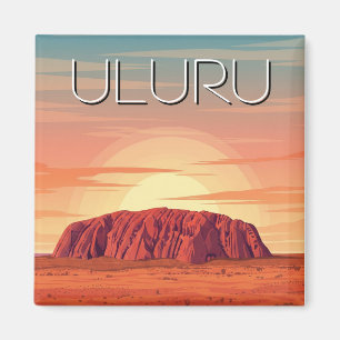 Vintage Uluru Australia Sunset Magnet
