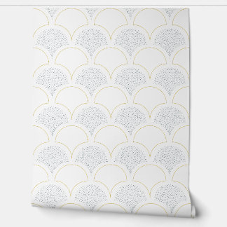 Vintage umbrella pattern - Blue and gold Wallpaper