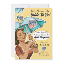 Vintage Umbrella Style Shower Party Invite-Yellow