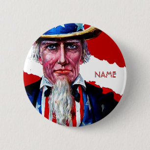 Vintage Uncle Sam July 4th Add Text Name Tag Badge