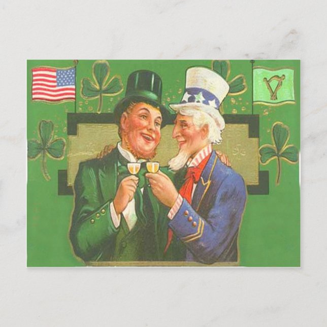 Vintage Uncle Sam Leprechaun St Patrick's Day Card (Front)
