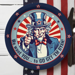Vintage Uncle Sam Military Going Away Party Decor Paper Plate