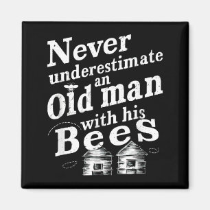 Vintage Underestimate An Old Man Beekeeper Hive Magnet