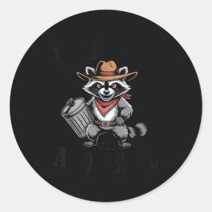 Vintage Unhinged And Feral Raccoon Cowboy Can Tras Classic Round Sticker