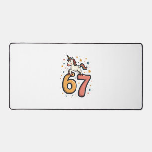 Vintage Unicorn 67 Birthday Party Rainbow Dabbing Desk Mat