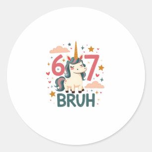 Vintage Unicorn Dab 6th Birthday Bruh Cute Pastel Classic Round Sticker