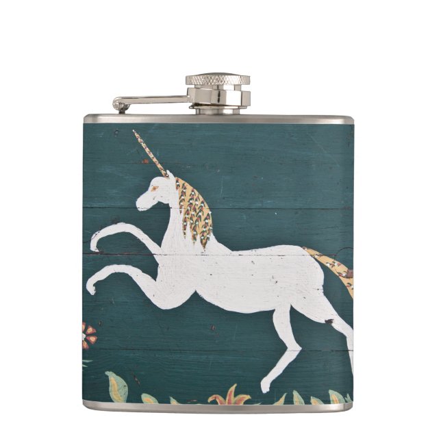 Vintage unicorn hip flask (Front)