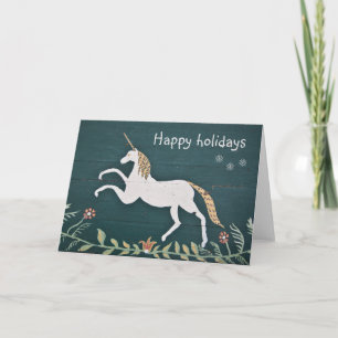 Vintage unicorn holidays holiday card
