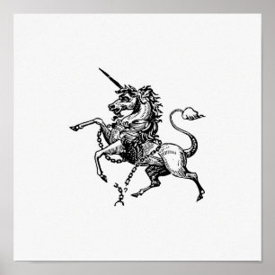 Vintage Unicorn Illustration Poster