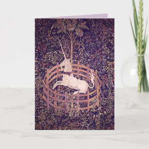 Vintage Unicorn In Captivity Tapestry Card
