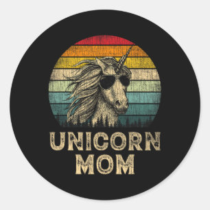 Vintage Unicorn Mum Unicorn Lovers Mummy Mother's Classic Round Sticker
