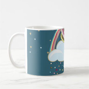 Vintage Unicorn: Rainbow Clouds Illustration Coffee Mug