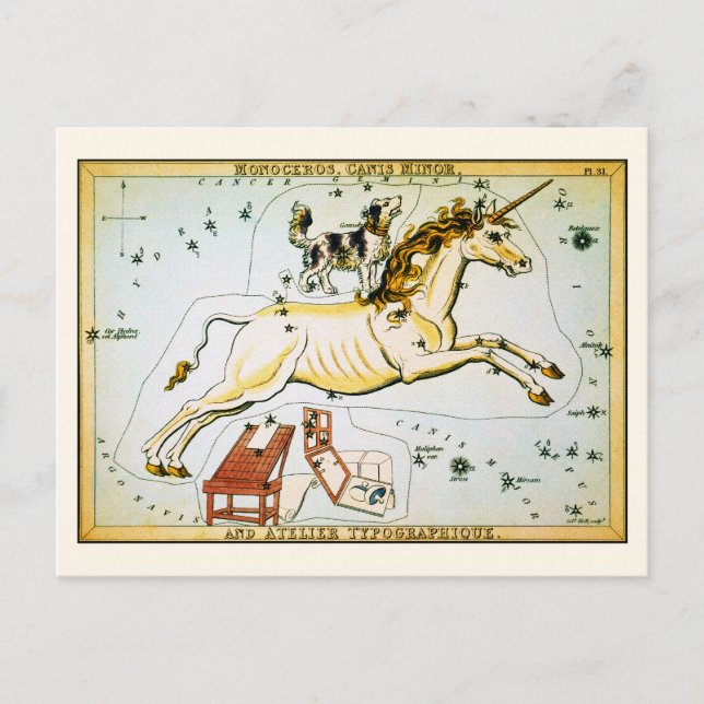 Vintage Unicorn Star Constellation Postcard (Front)