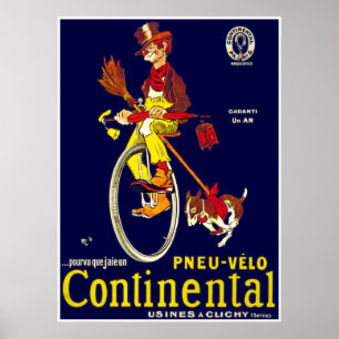 Vintage Unicycle Poster: Continental Tires Poster