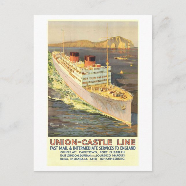 Vintage Union-Castle Line Mail Delivery Postcard (Front)