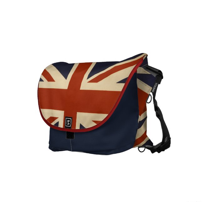 Vintage Union Jack British Flag Messenger Bag (Front Right)