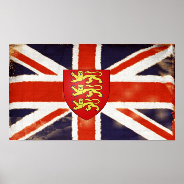Vintage Union Jack Coat Of Arms Poster (Front)