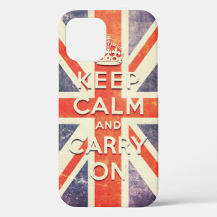 Vintage Union Jack flag keep calm and carry on Cas iPhone 12 Case