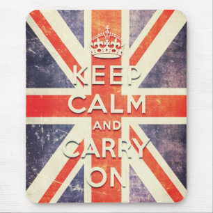 Vintage Union Jack flag keep calm and carry on Mouse Pad