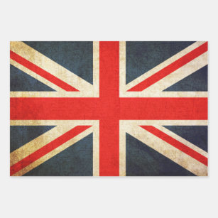 Vintage Union Jack Flag Wrapping Paper Sheets